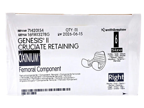 Smith & Nephew 71420154 Genesis II Oxinium Femoral Size 6 Right Smith & Nephew, Inc.
