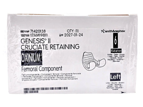 Smith & Nephew 71420138 Genesis II Oxinium Femoral Size 6 Left Smith & Nephew, Inc.