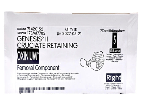 Smith & Nephew 71420152 Genesis II Oxinium Femoral Size 5 Right Smith & Nephew, Inc.