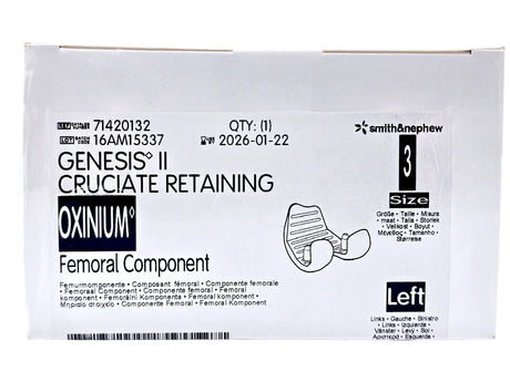 Smith & Nephew 71420132 Genesis II Oxinium Femoral Size 3 Left Smith & Nephew, Inc.