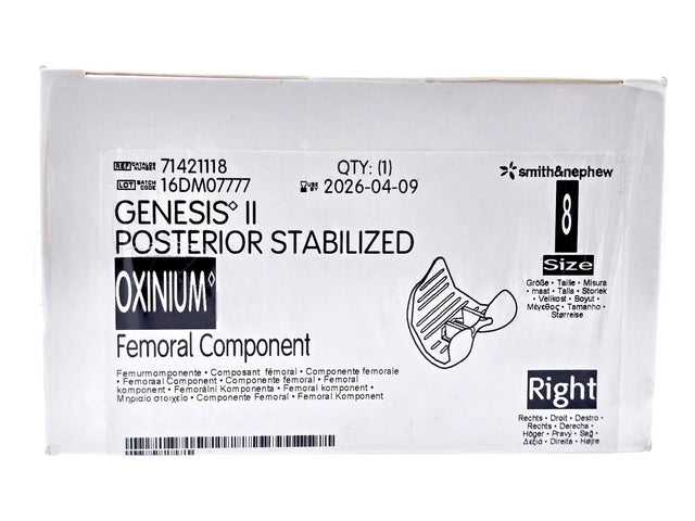 Smith & Nephew 71421118 Genesis II Oxinium Posterior Stabilized Femoral Right Size 8 Smith & Nephew, Inc.