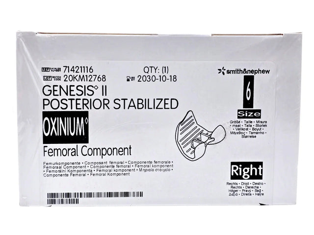 Smith & Nephew 71421116 Genesis II Oxinium Posterior Stabilized Femoral Right Size 6 Smith & Nephew, Inc.