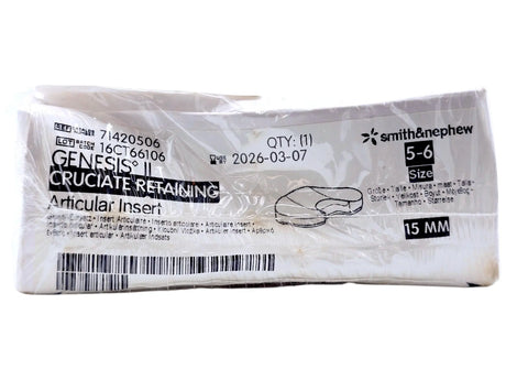 Smith & Nephew 71420506 Genesis II 15mm Cruciate Retaining Articular Insert Size 5-6 Smith & Nephew, Inc.