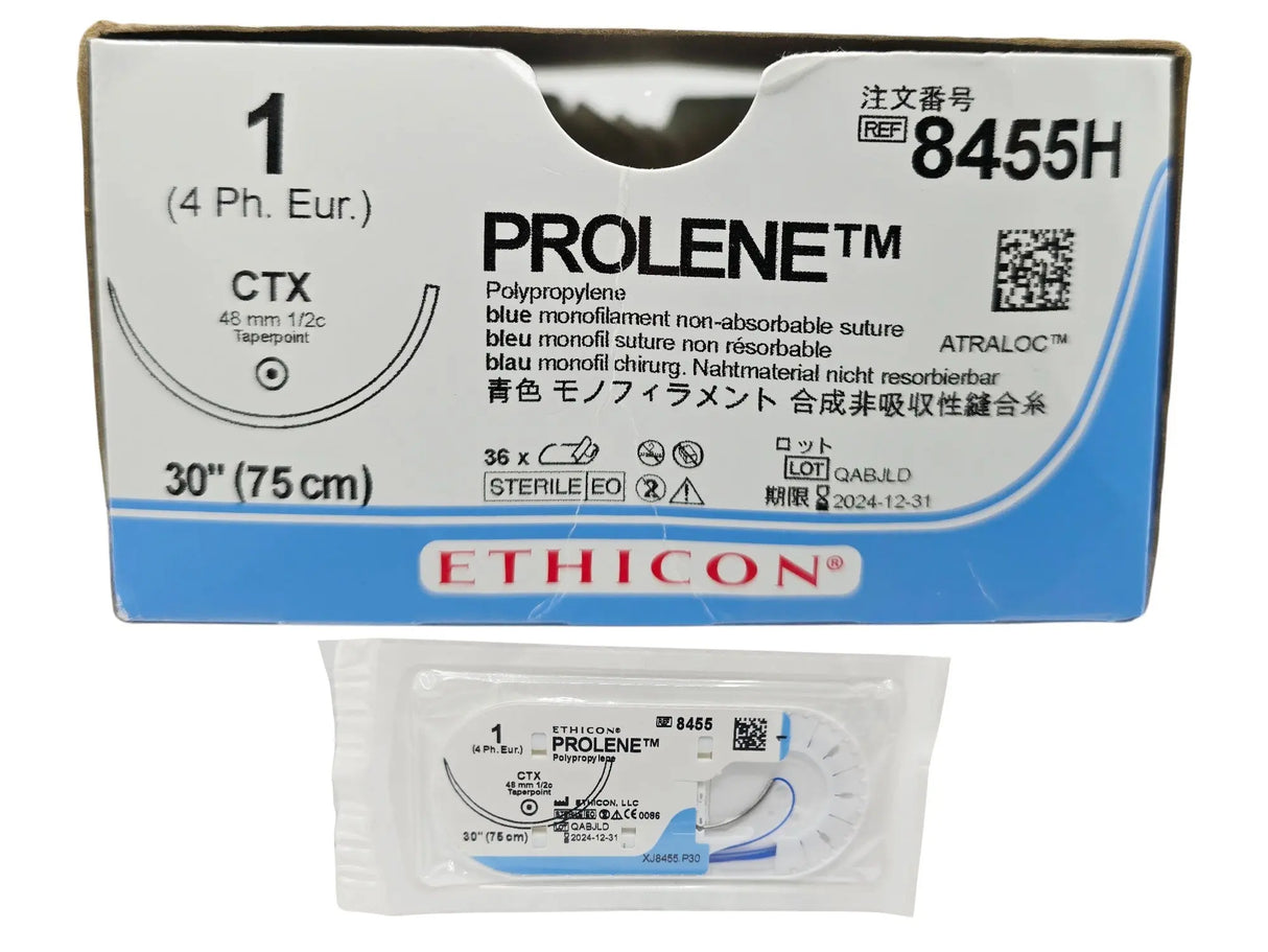 Ethicon 8455H Blue Monofilament Nonabsorbable Surgical Suture BX 20 Ethicon