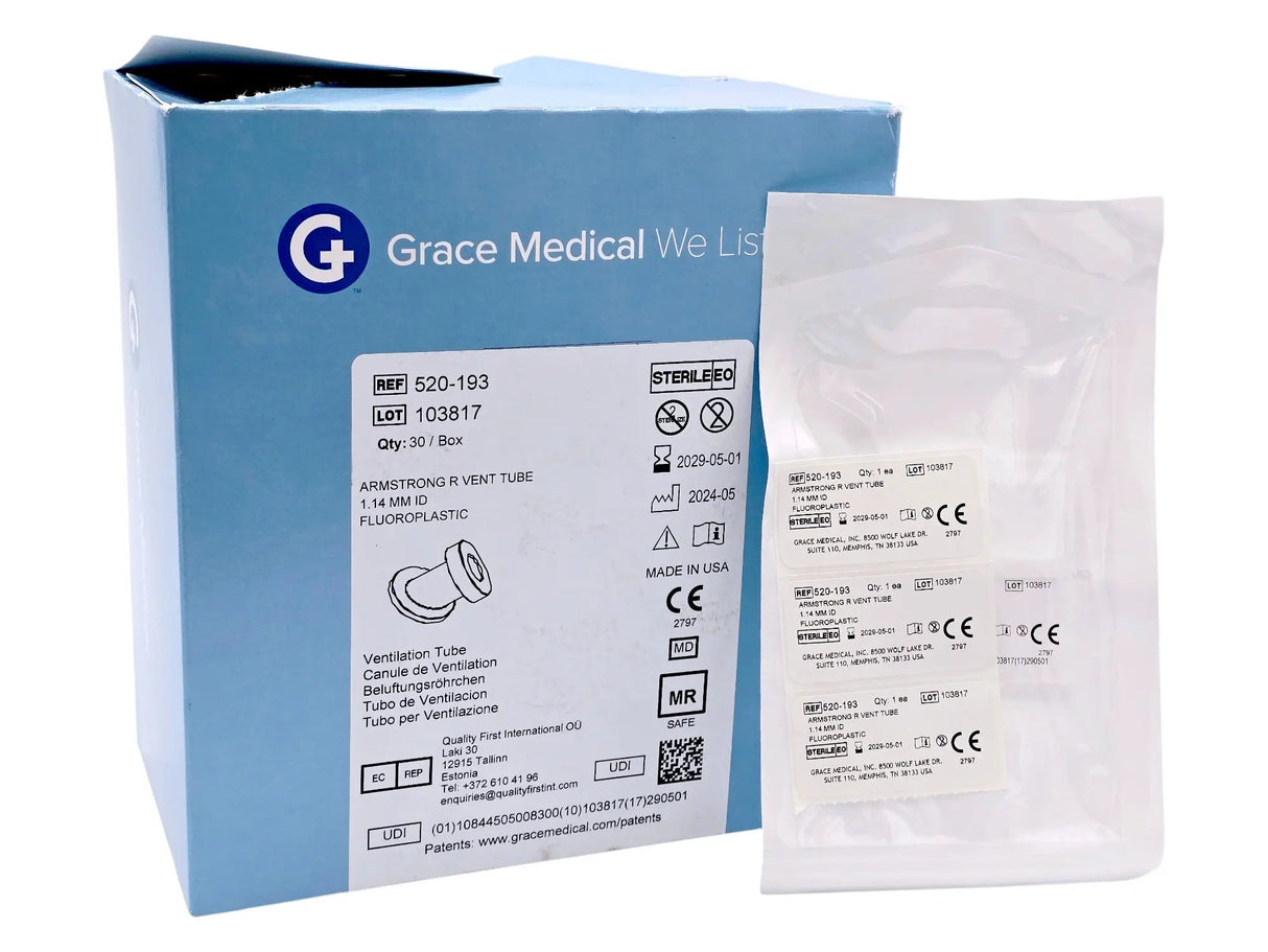 Grace Medical 520-193 Fluoroplastic Ventilation Tube 1.14 mm (Box of 30) Grace Medical