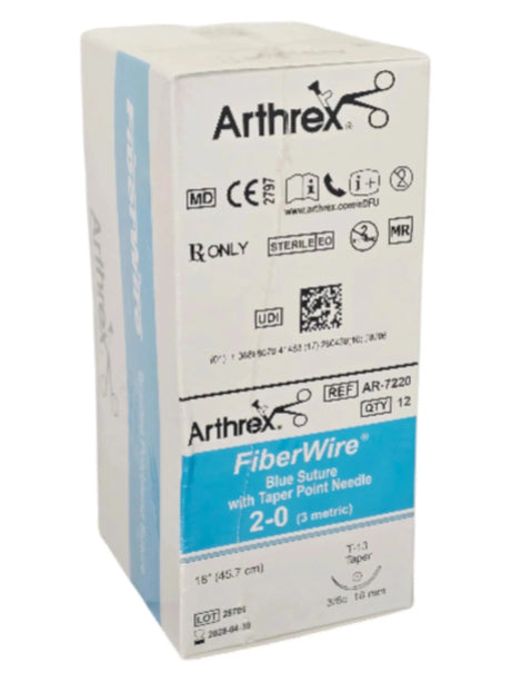 Arthrex AR-7220 FiberWire Blue Suture 3-0 Non-Absorbable 18mm Taper Point Needle BX12 Arthrex