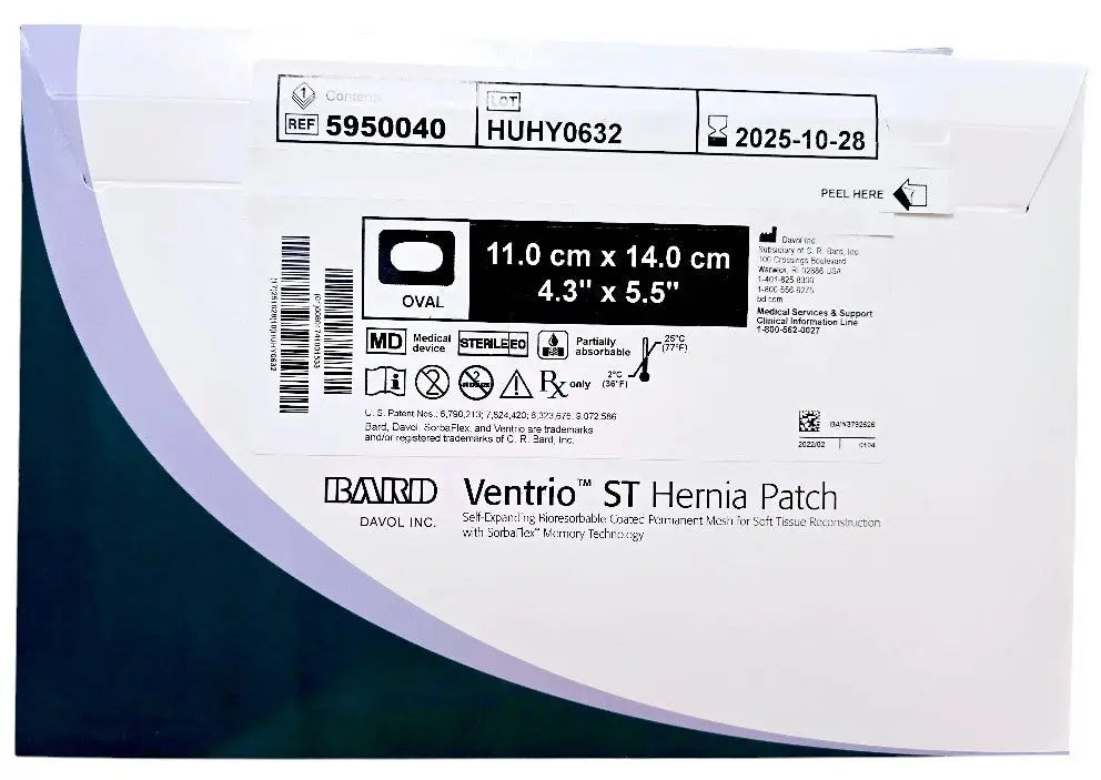 Bard 5950040 Ventrio ST Hernia Patch 11cm x 14cm Sterile Bard