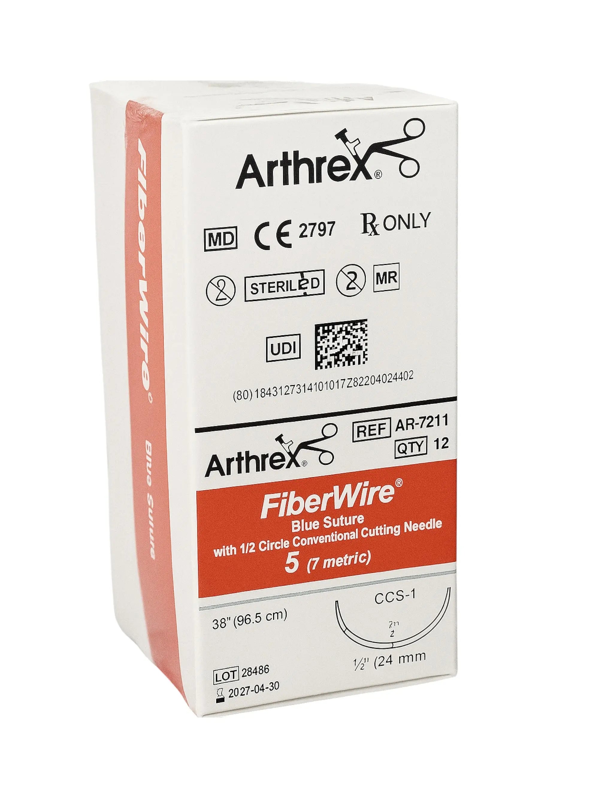 Arthrex AR-7211 #5 FiberWire Blue Suture Non-Absorbable with 48 mm