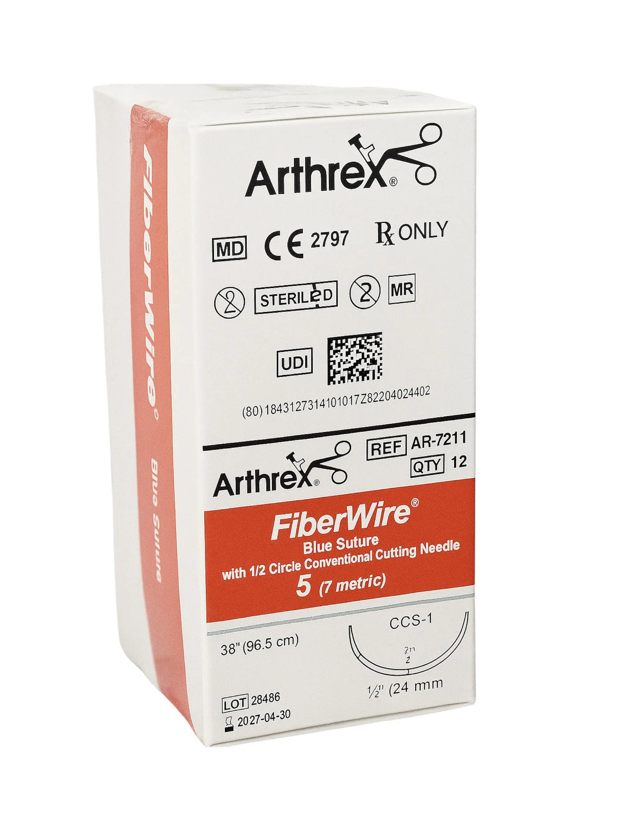 Arthrex AR-7211 #5 FiberWire Blue Suture Non-Absorbable with 48 mm Conventional Cutting Needle Arthrex
