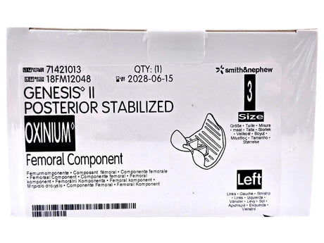 Smith & Nephew 71421013 Genesis II Oxinium Posterior Stabilized Femoral Left Size 3 Smith & Nephew, Inc.