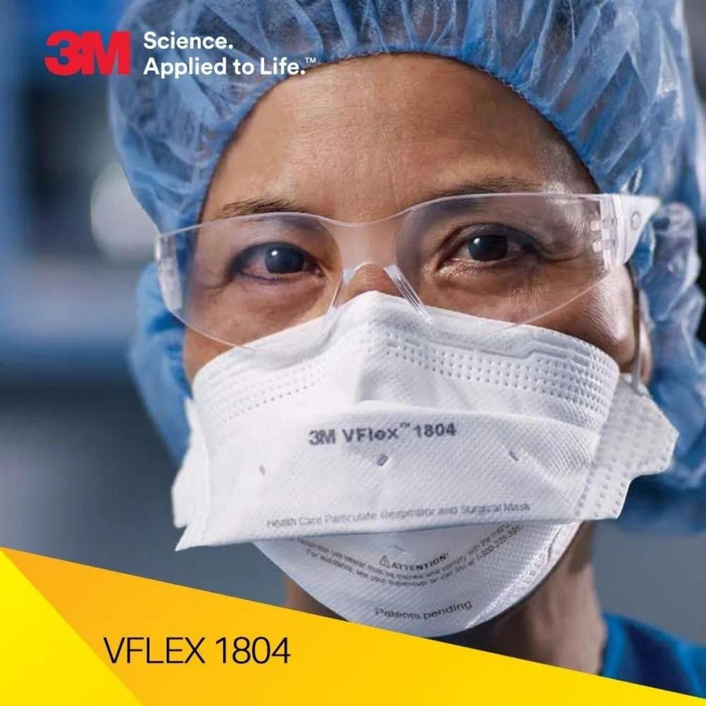 3M 1804 Vflex N95 Particulate Respirator Surgical Mask, Box of 50