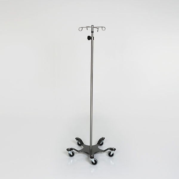 Midcentral Medical MCM-272 Chrome IV Pole W/Thumb Knob, 2 Hook Top, 5-Leg Spider Base W/3" Casters