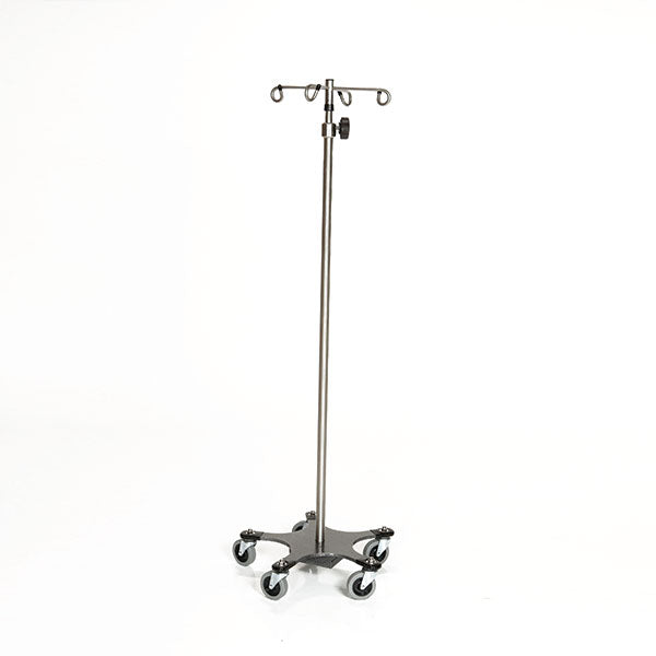 Midcentral Medical MCM-220 Chrome IV Pole W/Thumb Knob, 4 Hook Top, 5-Leg 22 lb. Base W/3â€ Casters