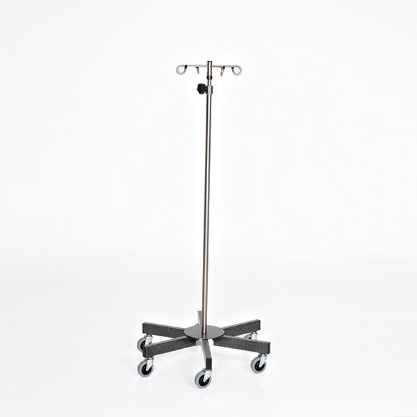 Midcentral Medical MCM-235 Chrome IV Pole W/Thumb Knob, 4 Hook Top, 6-Leg Base W/3â€ Casters