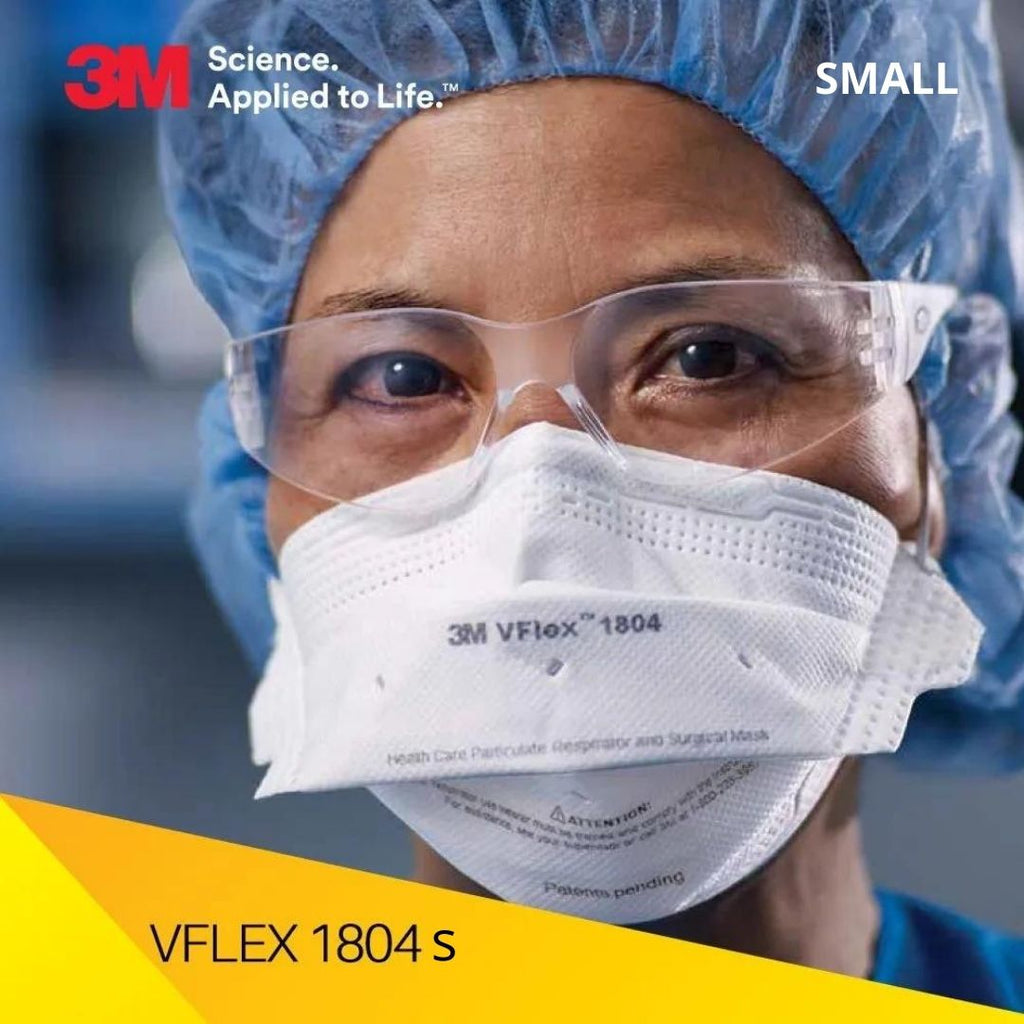 3M 1804S Vflex N95 Particulate Respirator Surgical Mask, Small Size, Box of 50