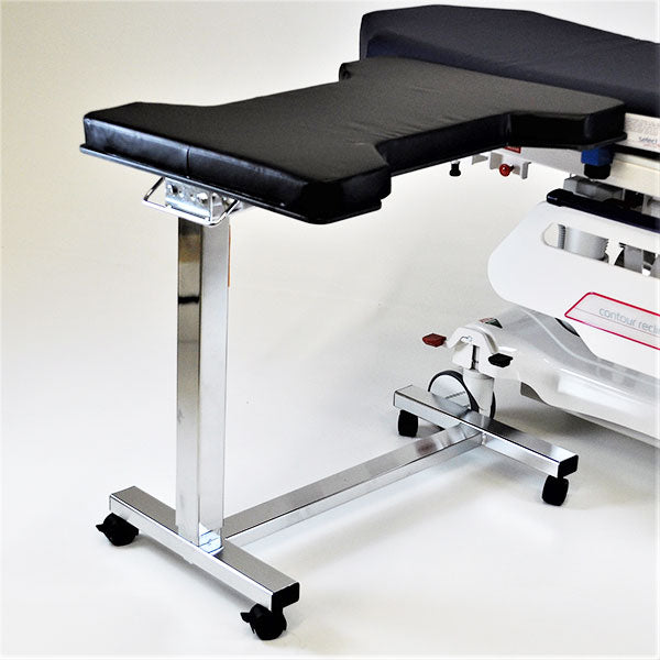 Midcentral Medical MCM-320-MB Hourglass shaped hand table with mobile base and locking casters.