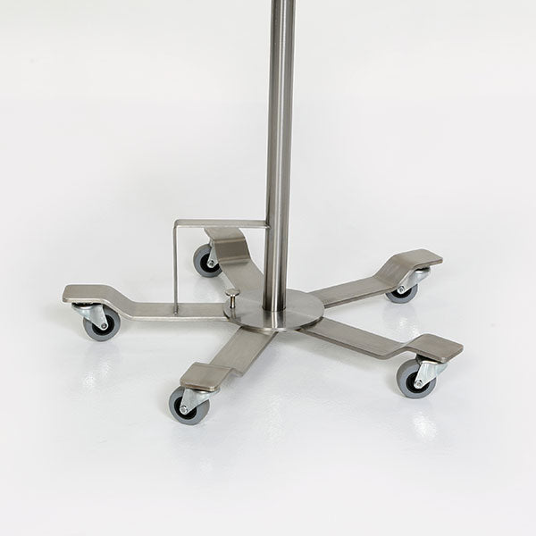 Midcentral Medical MCM-290 Stainless Steel Foot Controlled IV Pole, 5-Leg 22"dia. Base, 4 Hook Top