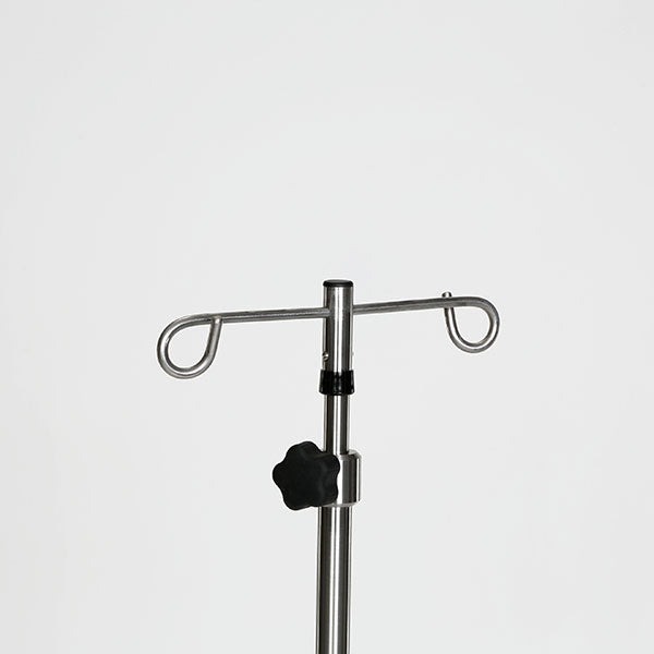 Midcentral Medical MCM-221 Stainless Steel IV Pole W/2 Hook Top, No Lose Thumb Knob, 5-Leg 16"dia. 22 lb. Base W/3â€ Casters