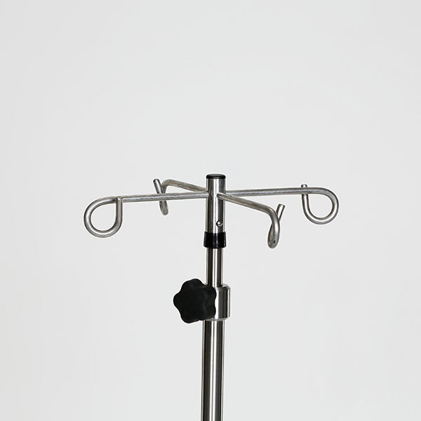 Midcentral Medical MCM-238 Stainless Steel IV Pole W/4 Hook Top, No Lose Thumb Knob, 6-Leg 24"dia. Base