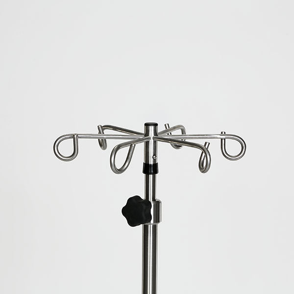 Midcentral Medical MCM-223 Stainless Steel IV Pole W/6 Hook Top, No Lose Thumb Knob, 5-Leg 16"dia. 22 lb. Base W/3" Casters