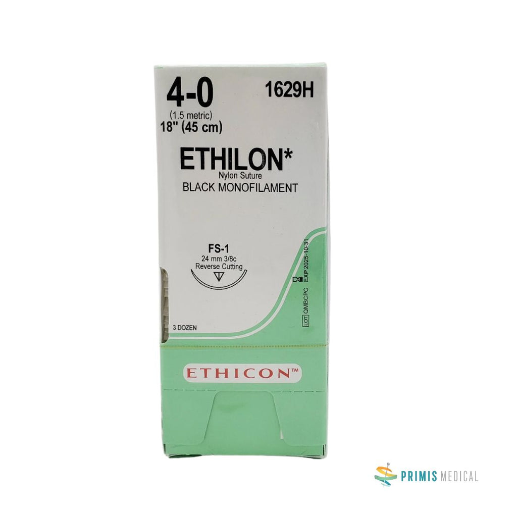 Ethicon 1629H 4-0 Ethilon Black Monofilament Suture Box of 36