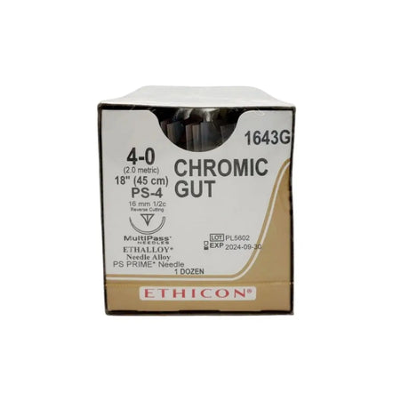 Ethicon 1643G 4-0 Chromic Cut Naturally Brown Suture Box of 12 *EXPIRED* Ethicon