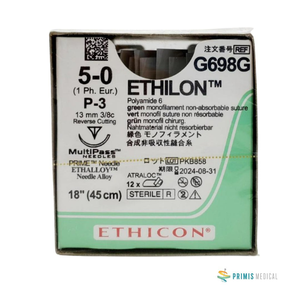 Ethicon G698G 5-0 Ethilon Nylon Suture Box of 12
