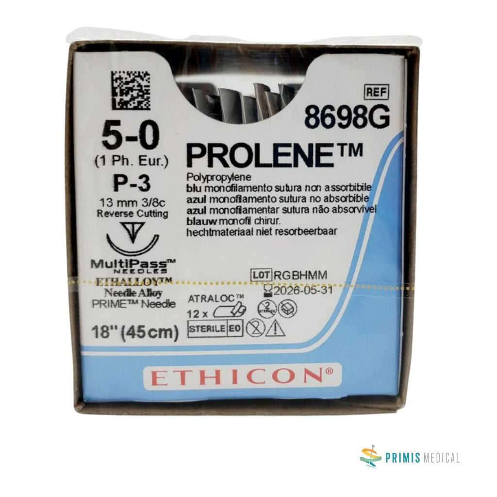Ethicon 8698G 5-0 Prolene Polypropylene Suture Blue Box of 12