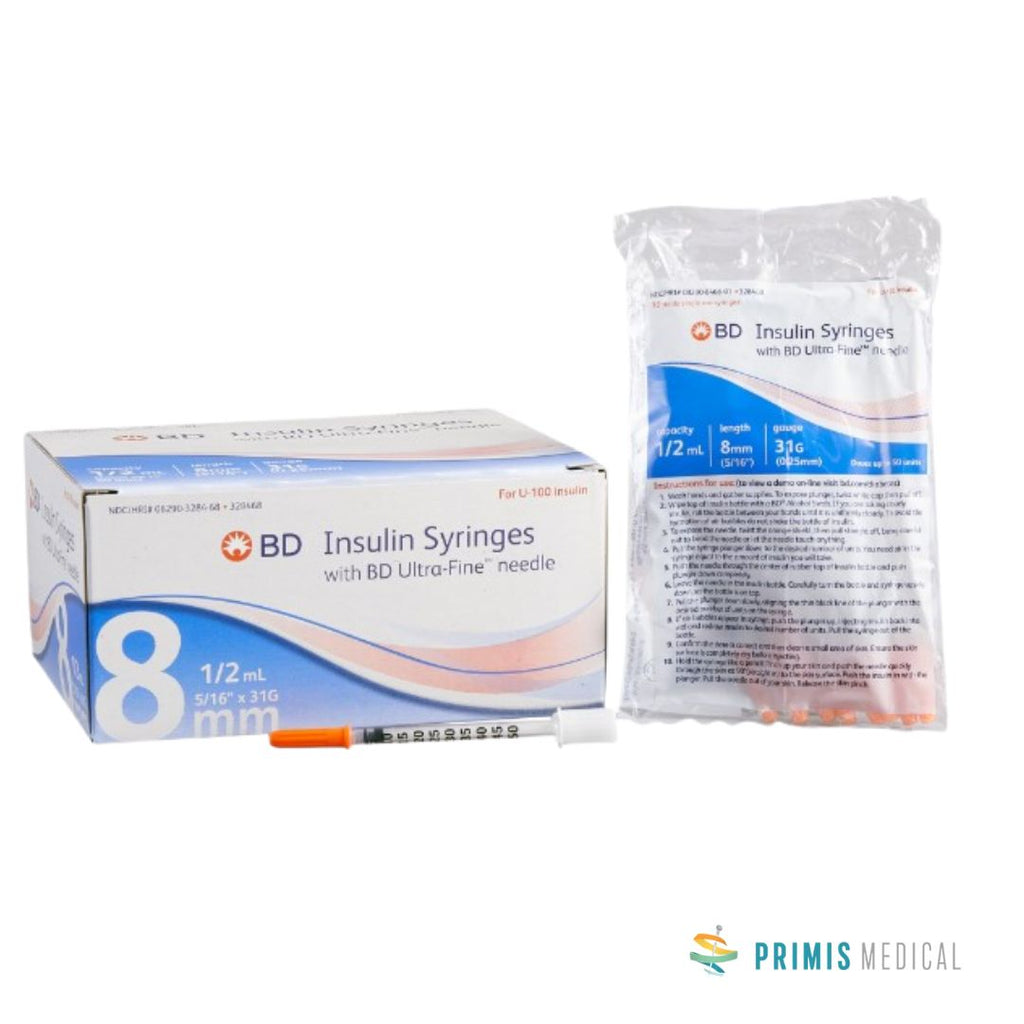 BD Insulin Syringe w/ Ultra Fine Needle 0.5mL 31G (box of 100)
