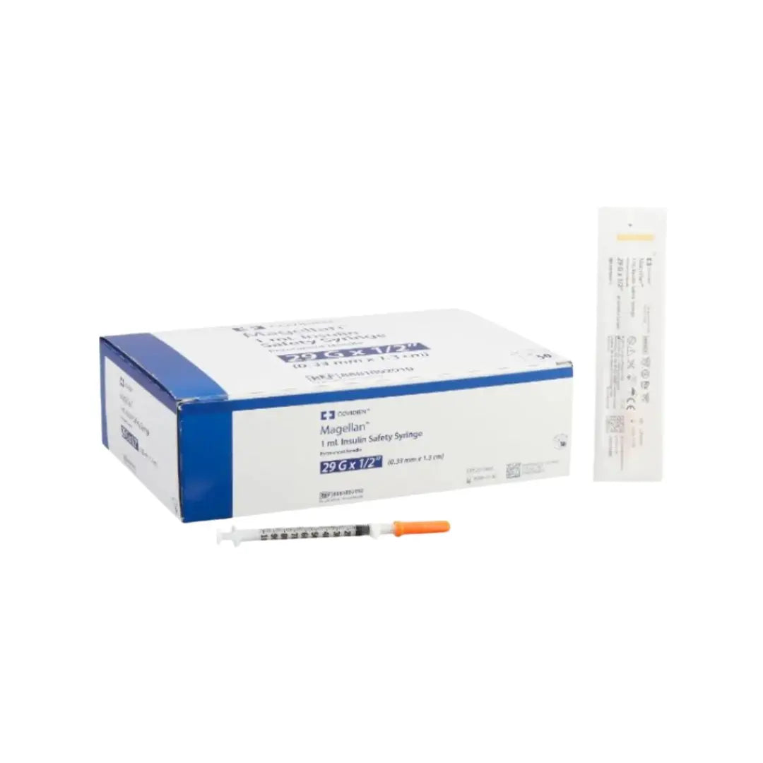 Covidien 8881892910 Insulin Syringe w/ Needle Magellan 1mL 29 Gauge 1/2" 50 BX Covidien