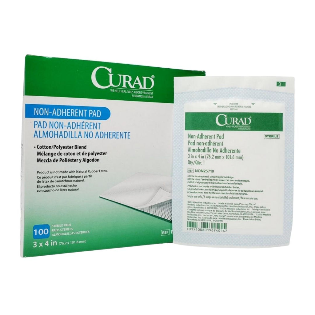 Curad NON25710 Pads Non-Adherent 3" x 4" Box of 100