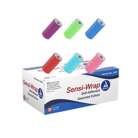 Dynarex 3217 Sensi Latex Free Self-Adherent Wrap  3" x 5 yds Assorted Colors Box of 24 Dynarex