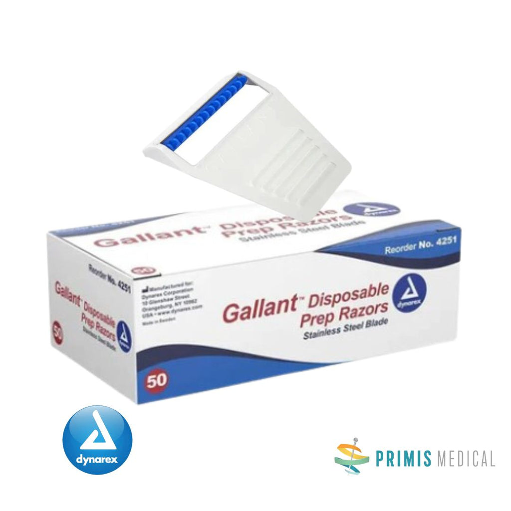 Disposable Gallant Prep Razors White and Blue Box of 50