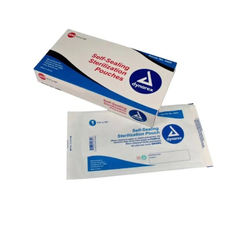 Dynarex Sterilization Pouches 7-1/2" x 1" w/ Internal & External Indicators Box of 200 Dynarex