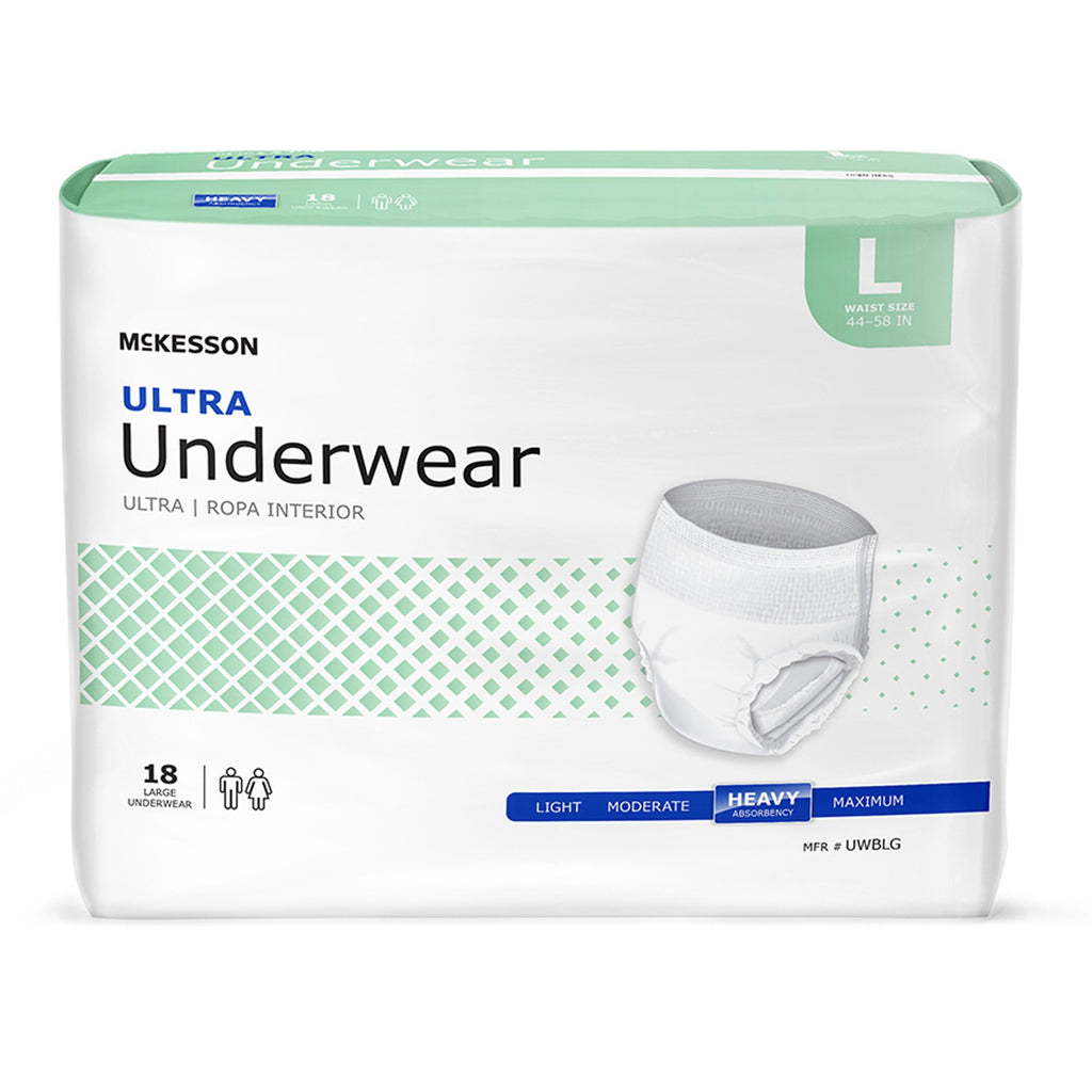 McKesson Ultra Heavy Absorbent Underwear, Large, Pack of 18