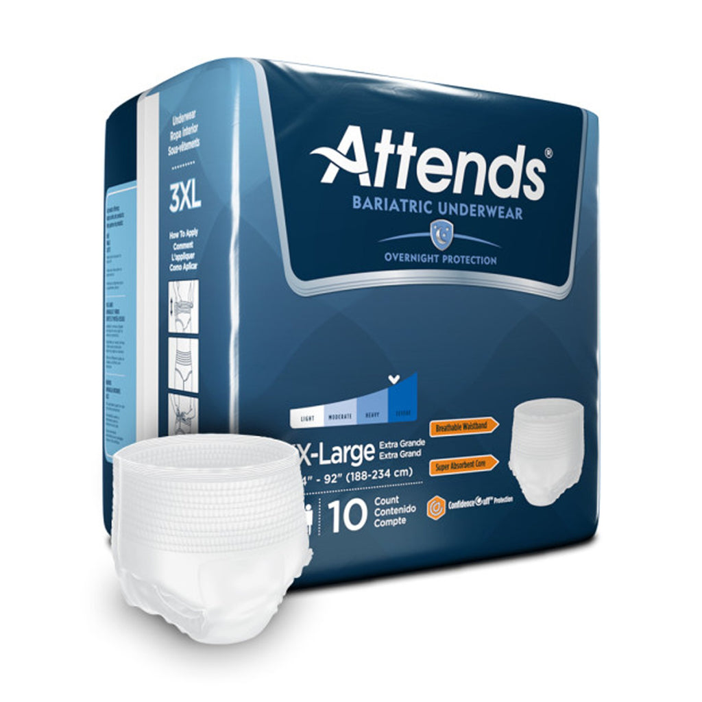 Attends Absorbent Underwear, 3X-Large, Case of 4 Packs