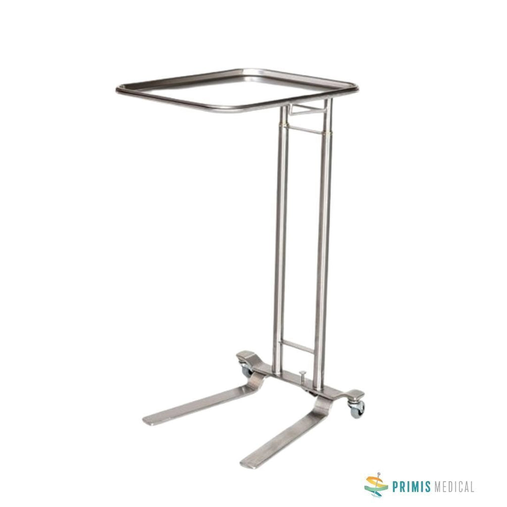 Midcentral Medical MCM-752 Stainless Steel Foot Control Mayo Stand 20" x 25" Tray Size