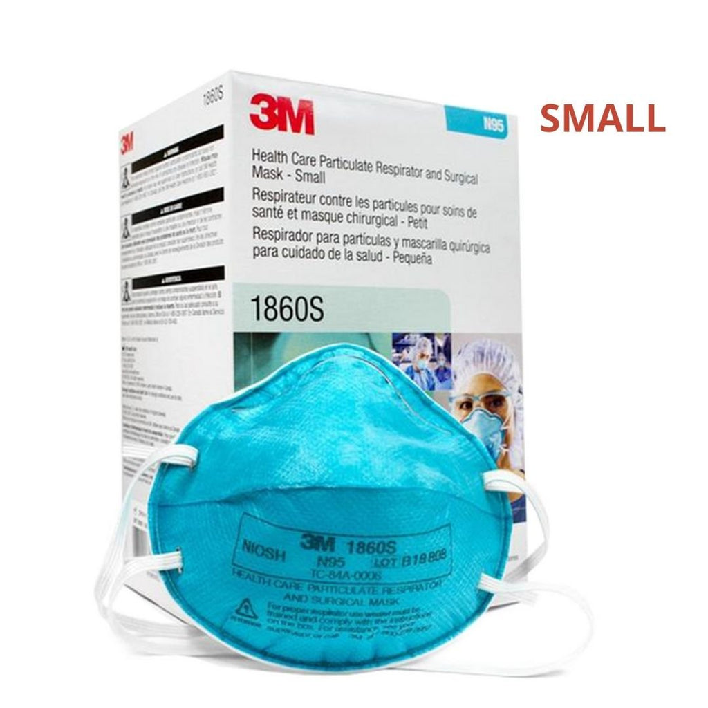 3M 1860S N95 Particulate Surgical Respirator Mask, Small, Cup Style, Teal, Box of 20
