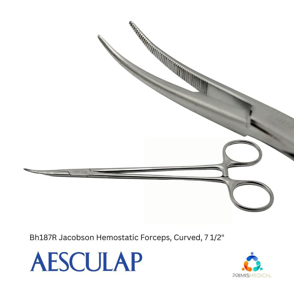 Aesculap BH187R Jacobsen Hemostatic Forceps Curved 7.5â€