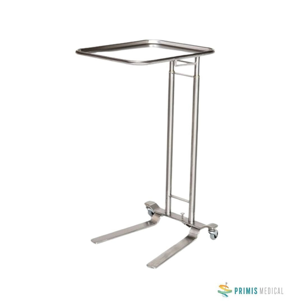 Midcentral Medical MCM-751 Stainless Steel Foot Control Mayo Stand 16 1/4" x 21 1/4" Tray Size