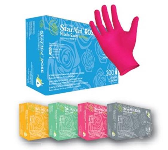 StarMed Rose Nitrile Examination Gloves S, M, L, XL Box of 200