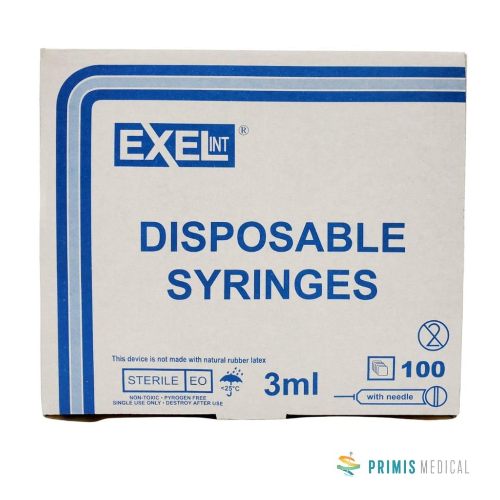Exel 3ml Luer Lock Syringe with 1.5" Needle (Box of 100)