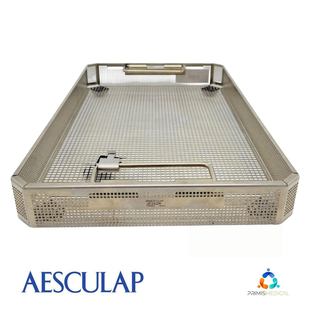 Aesculap JF252R Three Quarter Size Stainless Steel Basket Standard Perforation 16" X 10" X 2-1/4"