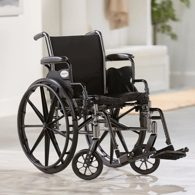 Lightweight Wheelchair 16, 18, 20 inch Seat Width and Regular Footrest (300Lbs) McKesson