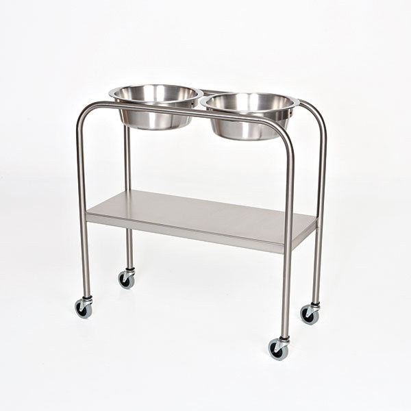 Midcentral Medical MCM-1002 Stainless Steel Double Bowl Ring Stands